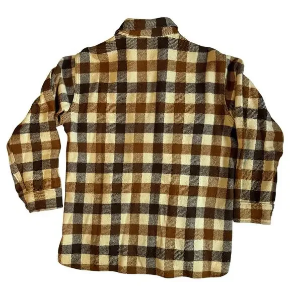 Vintage 60’s Woolrich Wool Shirt Jacket Shacket Window Plaid USA Women’s Large